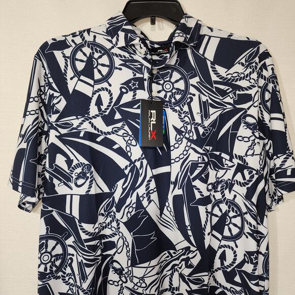 RLX Ralph Lauren sailing print Polo Men's Large NWT - Picture 3 of 8